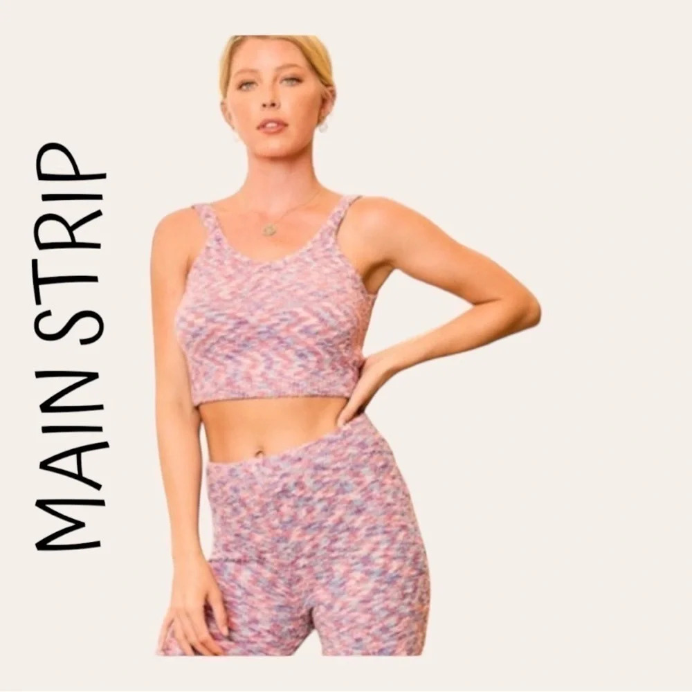 2036. MAIN STRIP CROP TOP TEDDY MATERIAL SIZE‎ LARGE MULTICOLOR